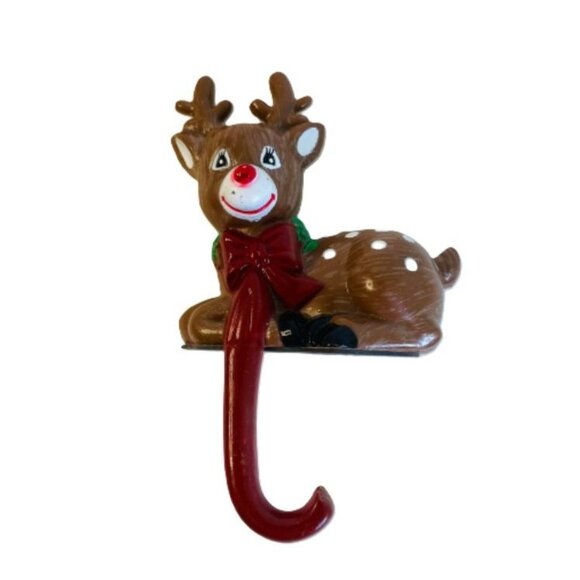 Vintage Christmas Stocking Hanger Ornament Holder Set Shelf Mantle Plastic 80's - Picture 2 of 9